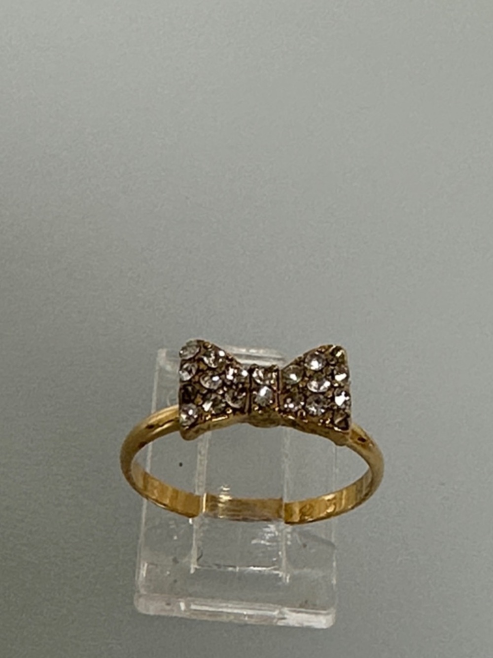 Gold Bow Crystal Ring - Feminine Sparkle